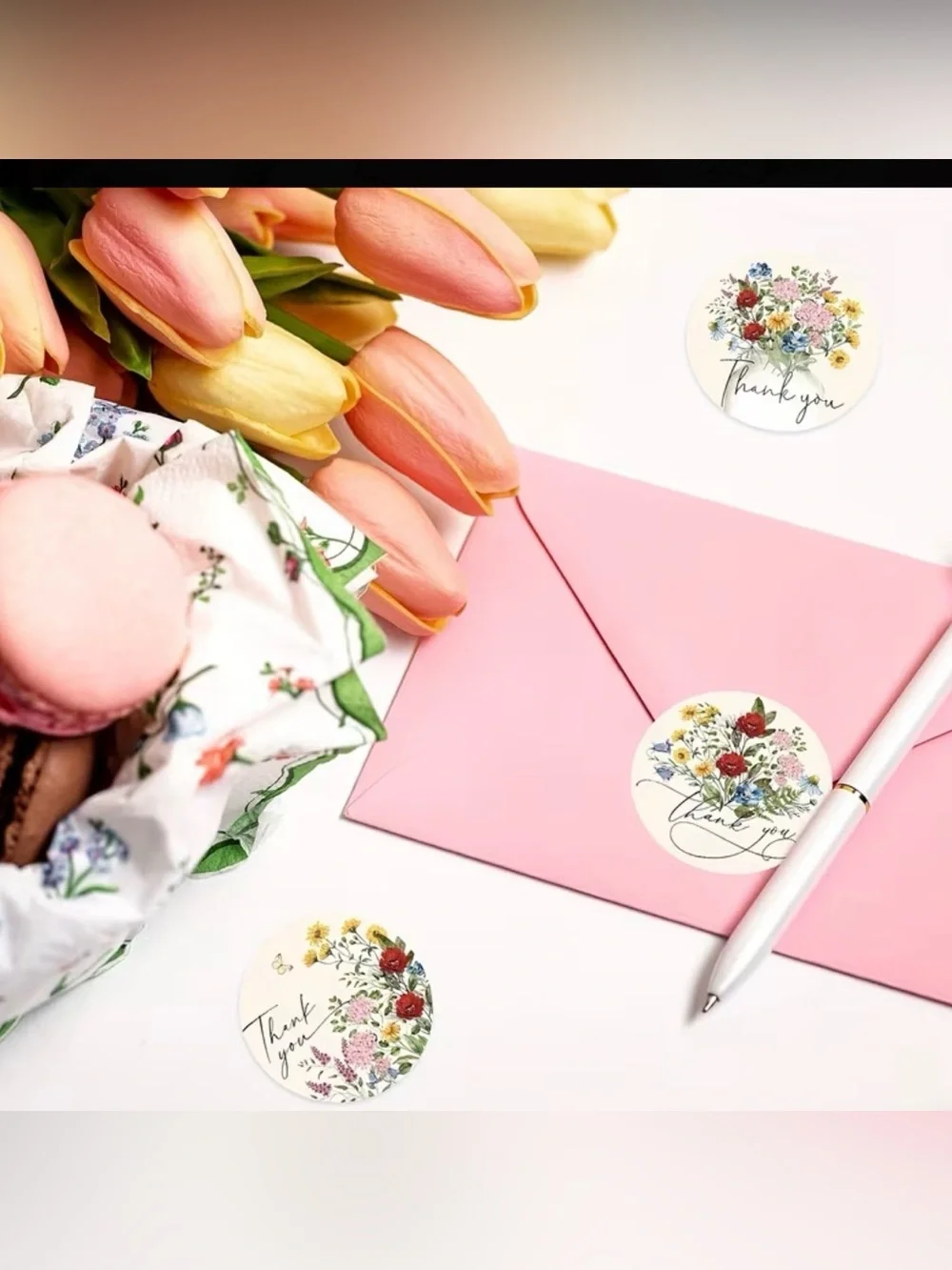 Thank You Sticker Boutique Quality  ~🆕~ 100~ Floral Designs ~ Self adhesive
